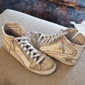 Golden High-Top Slide Sneakers